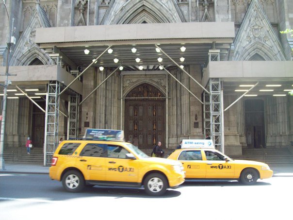NYC Taxis; notice none are wheelchair accessible!