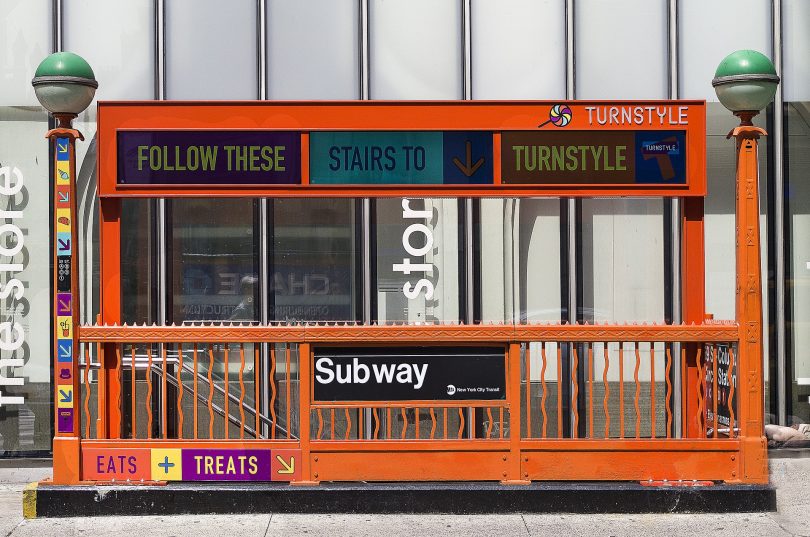 New York City subway entrance with no accessibility for people with disabilities.