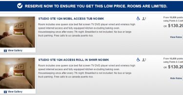 Wheelchair accessible hotel room reservation.