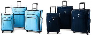 Four wheeled rolling suitcases. Spinner luggage is great for wheelchair travel.