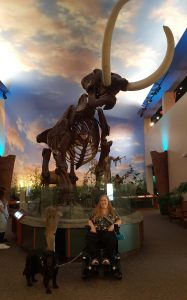 Karin and Aria with a mastodon skeleton at the South Florida Museum, Bradenton, Florida.