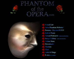One of the various iterations of my Phantom website from the late 1990s. Thanks, Internet Wayback Machine!
